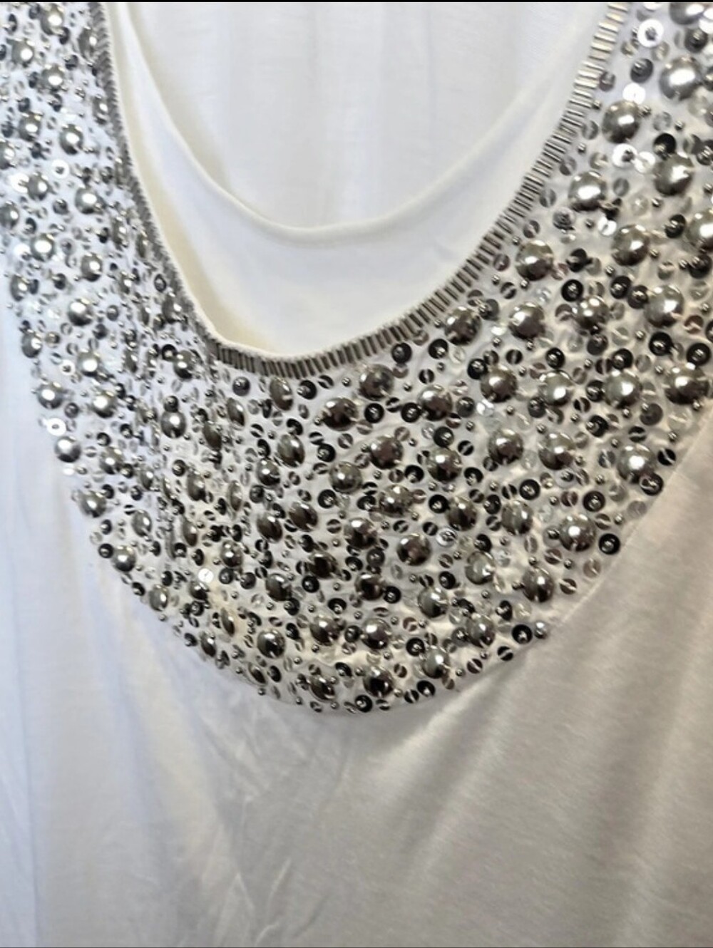 White Embellished Tank Top Like New